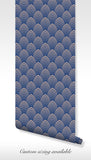 Elegant Blue Art Deco Waves Wallpaper Geometric Wall Covering BV089