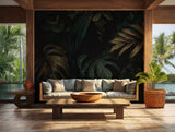 Mural Rainforest Tropical Foliage Leaves Dark Lush Luxurious Green Jungle Botanical Nature BV101