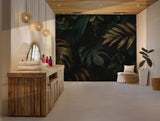 Mural Rainforest Tropical Foliage Leaves Dark Lush Luxurious Green Jungle Botanical Nature BV101