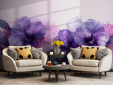 Romantic floral design wallpaper in shades of violet and lavender