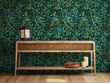 Green vine wallpaper with botanical design for serene wall decor