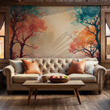 Pastel landscape mural wallpaper for a calming ambiance