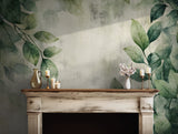 Watercolor green leaf wallpaper with a soft, natural texture