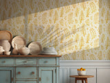 Minimalist botanical wallpaper with luxurious golden leaves design