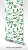 Elegant botanical wallpaper with eucalyptus leaves and gold accents