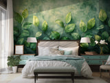 Green foliage wallpaper mural for eco-friendly home decor