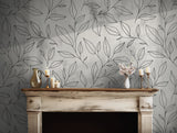 Subtle botanical line art wallpaper, adding organic style to any room