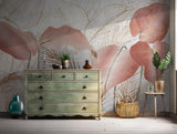 Luxurious botanical wall mural with soft colors for a serene bedroom look