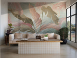 Exotic palm leaf mural for a modern tropical look in home interiors