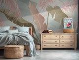 Nature-inspired wall mural with palm leaves, ideal for creating a serene living space