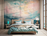 Serene oceanic wallpaper featuring soft waves and pastel skies, ideal for coastal decor