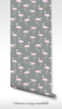 Delicate pink flamingos on gray, perfect for sophisticated and modern interiors