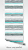 Elegant watercolor stripe design in teal and gray for wall art