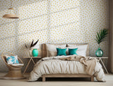 Shimmering gold accents on white background for stylish interiors