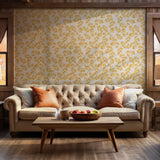 Nature-inspired wall covering featuring golden vines for contemporary home décor