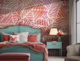 Vibrant tropical wall design with bold palm patterns for contemporary interiors