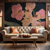 Modern orchid design wallpaper for sophisticated wall decor in living rooms or bedrooms