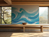 Blue wave wallpaper perfect for tropical and coastal decor styles