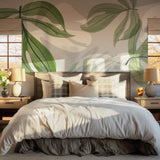 Large green tropical leaf mural for contemporary home interiors