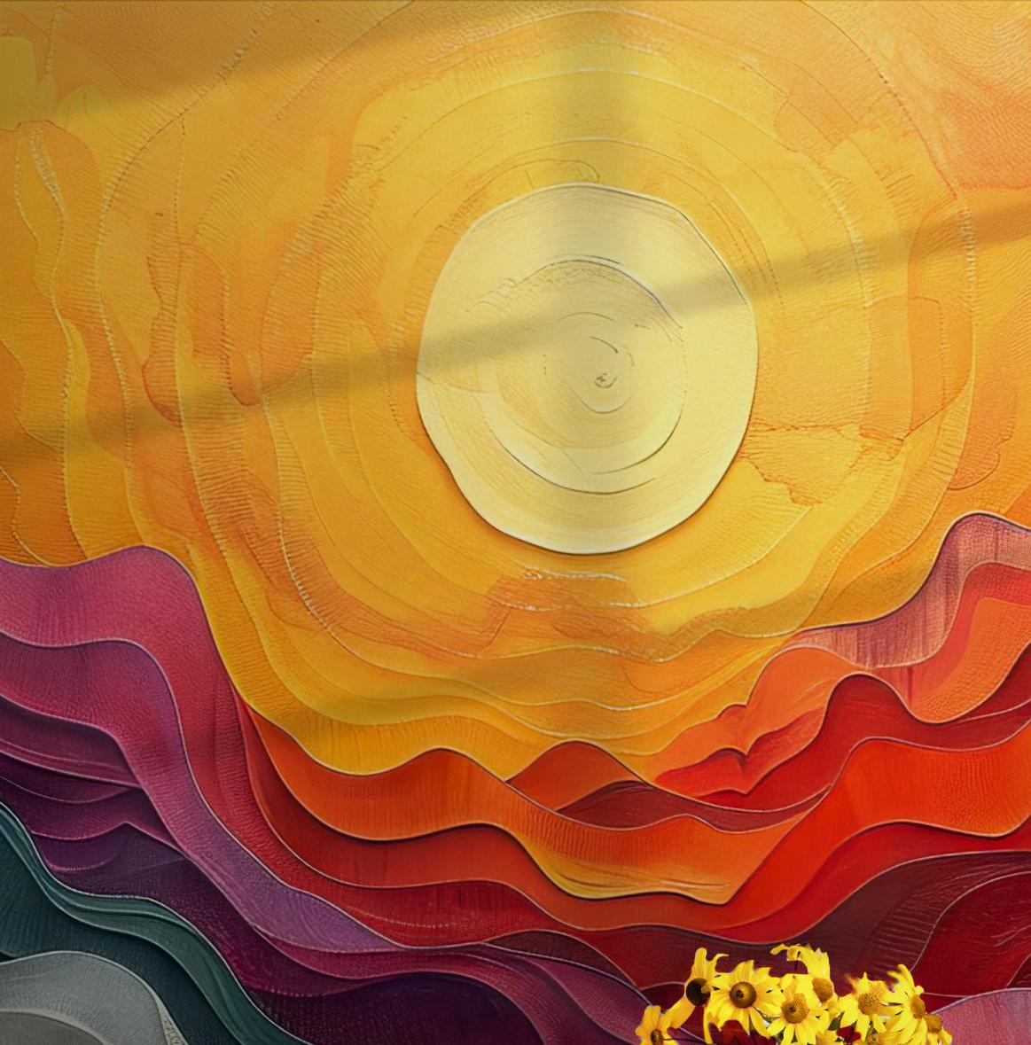 Sunset Landscape Wallpaper - Self Adhesive Wall Mural - Abstract Vibrant Rainbow Sky BV122