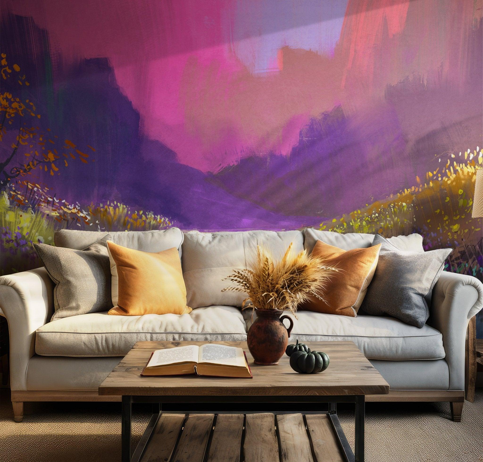 Art Colorful Abstract Wallpaper - Self Adhesive Wall Mural - Dreamy Meadow Vibrant Dreamscape BV227