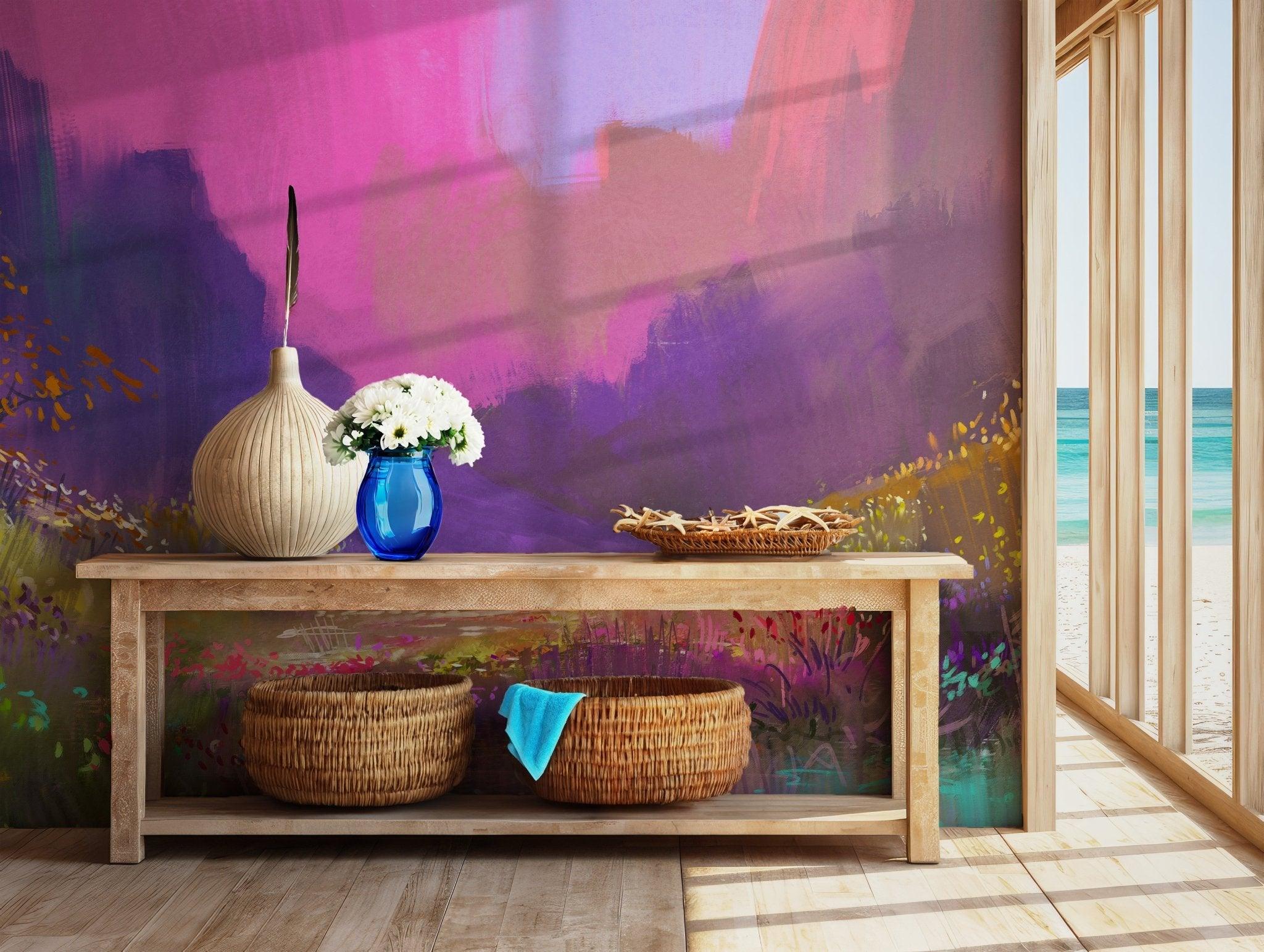 Art Colorful Abstract Wallpaper - Self Adhesive Wall Mural - Dreamy Meadow Vibrant Dreamscape BV227