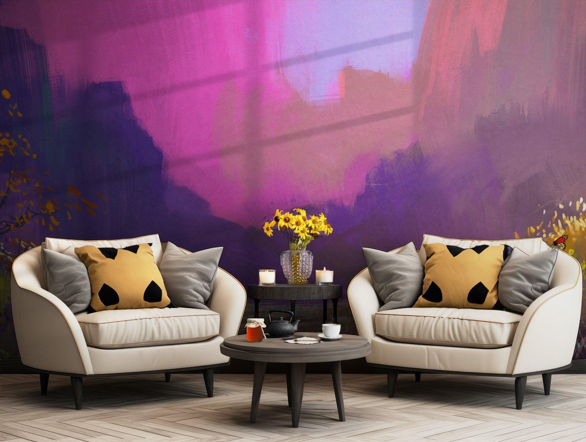 Art Colorful Abstract Wallpaper - Self Adhesive Wall Mural - Dreamy Meadow Vibrant Dreamscape BV227