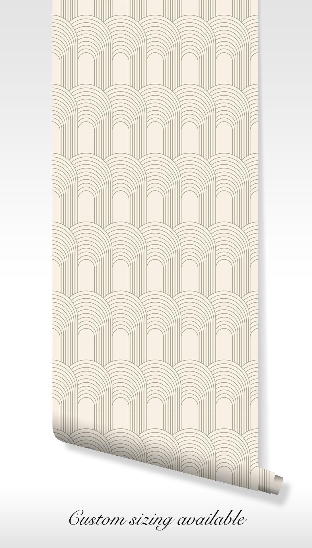 Art Deco Beige Tones Wallpaper - Self Adhesive Peel and Stick - Neutral Arch Geometric BV308