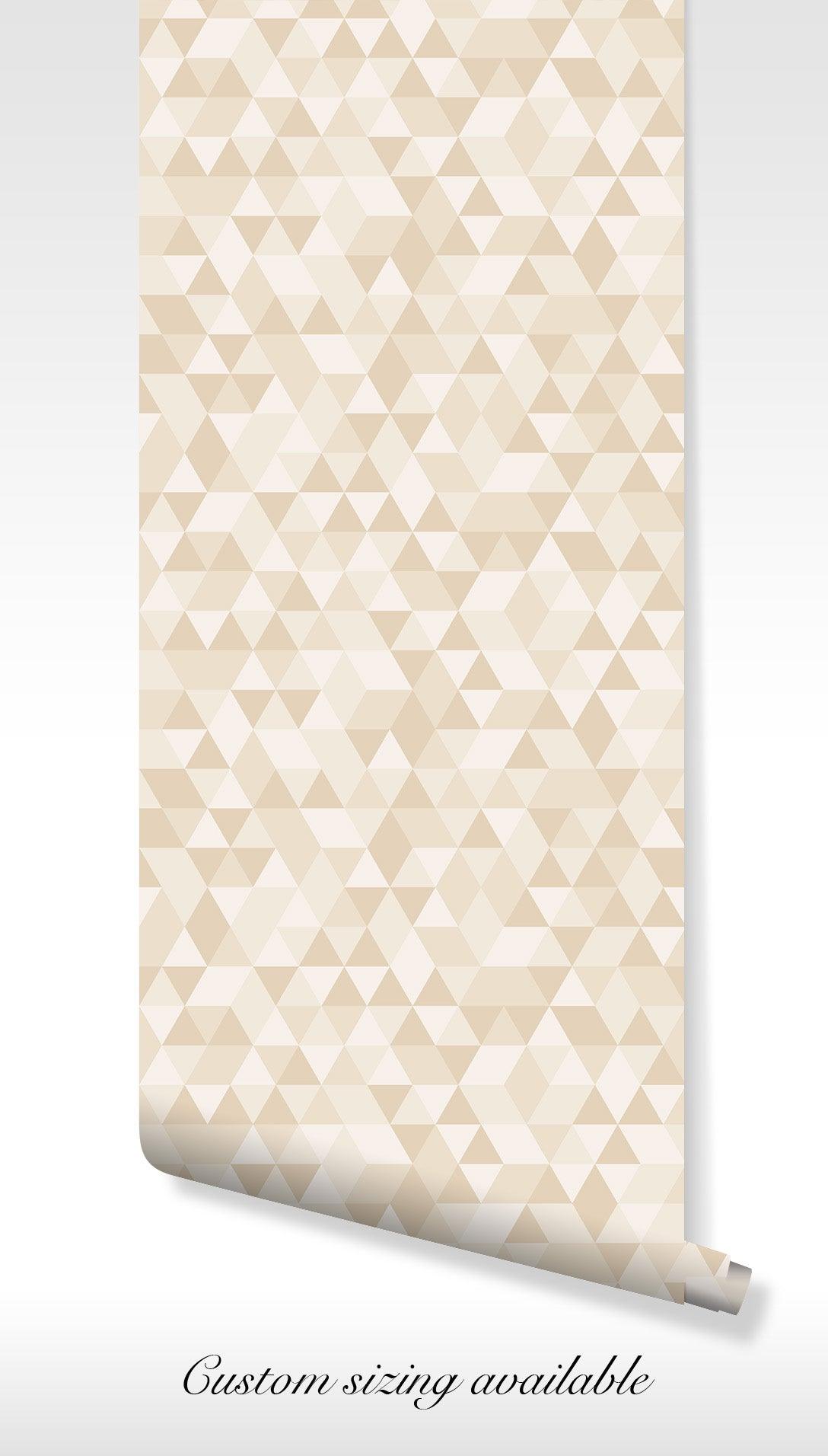 Beige and Cream Triangles Wallpaper - Self Adhesive - Geometric Style Neutral BV346