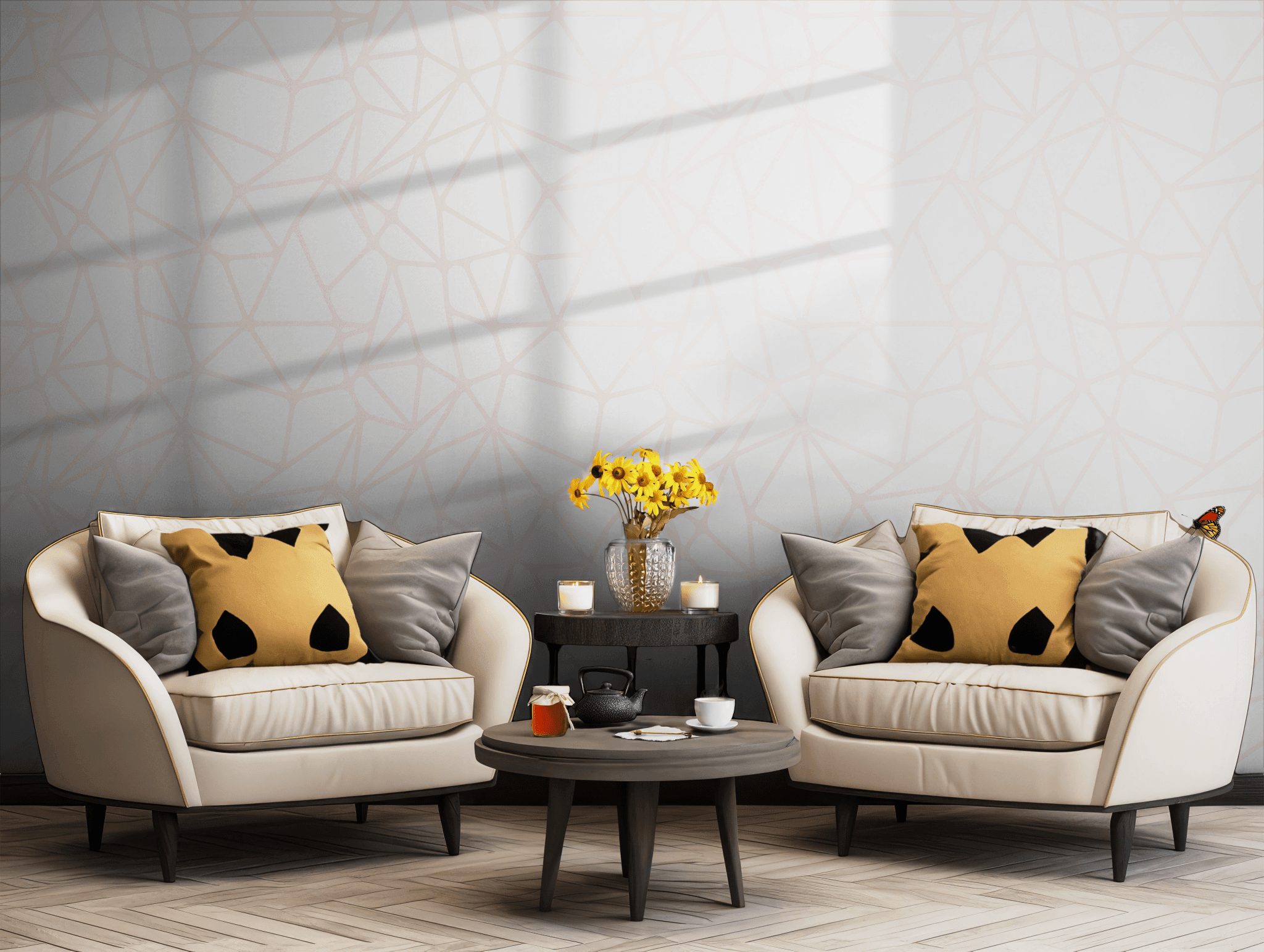 Beige Neutral Tones Wallpaper - Self Adhesive - Abstract Geometric Soft Line BV307