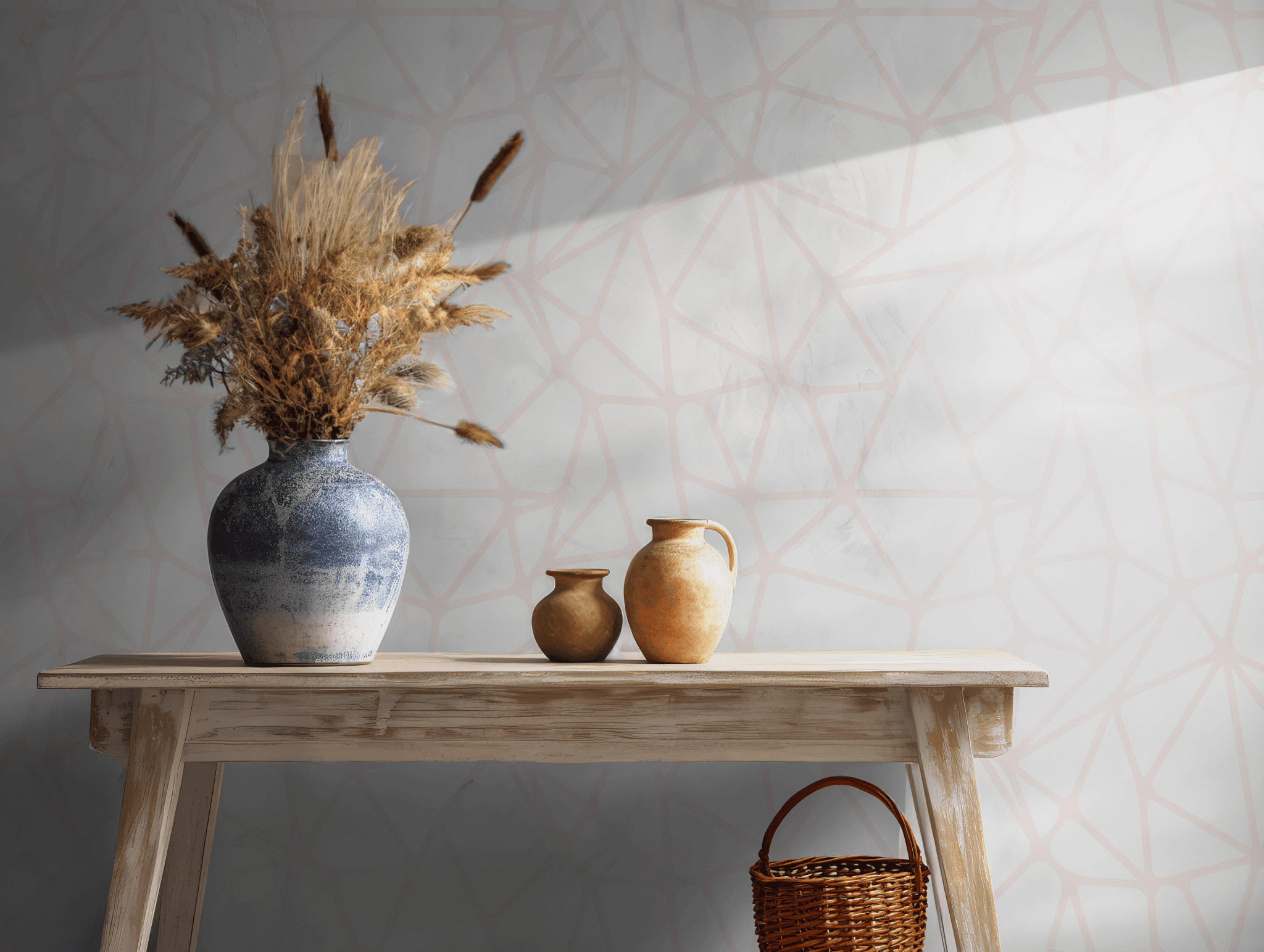 Beige Neutral Tones Wallpaper - Self Adhesive - Abstract Geometric Soft Line BV307
