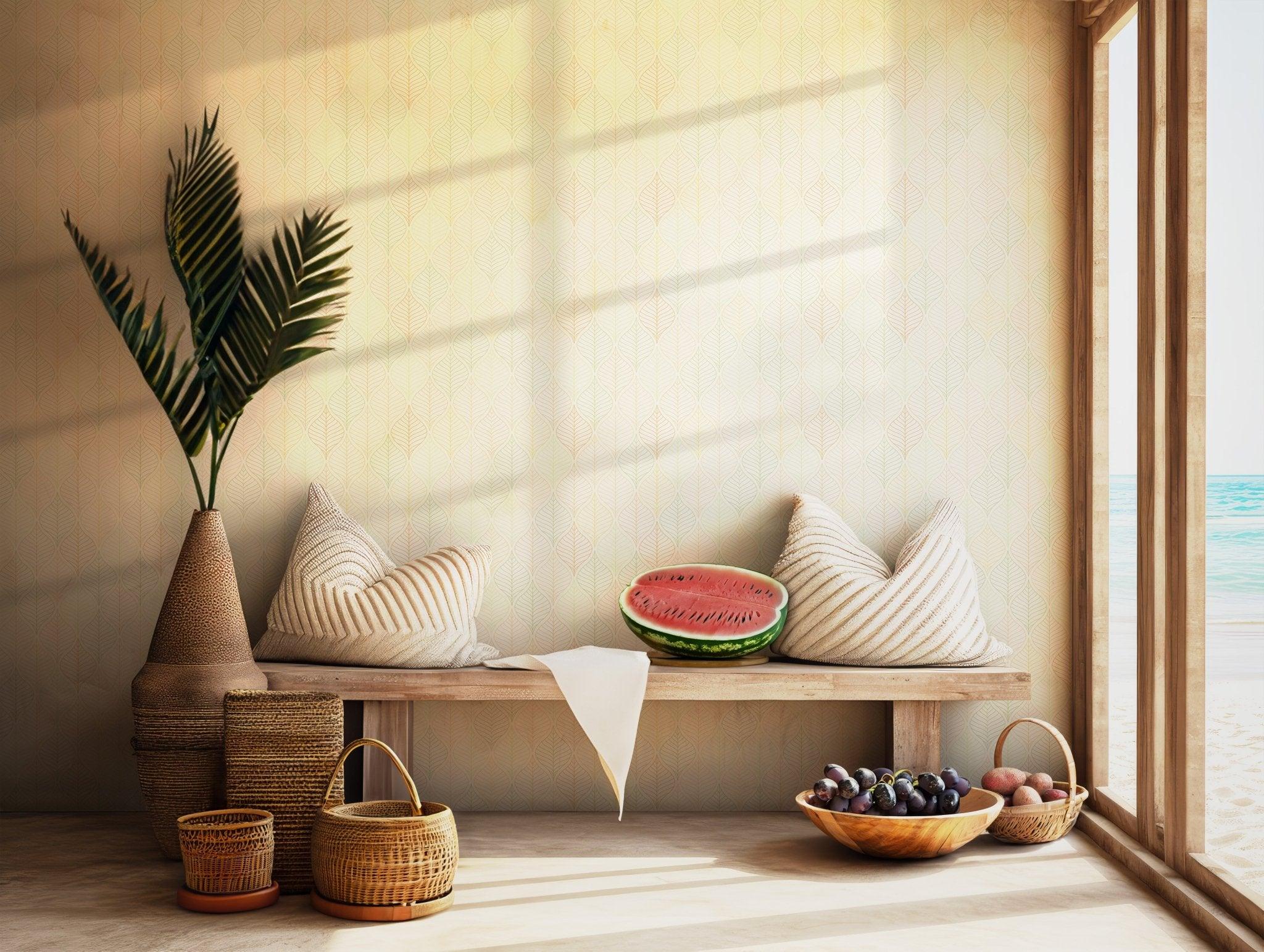 Beige Teardrop Diamond Wallpaper - Peel and Stick Geometric Weaver BV096