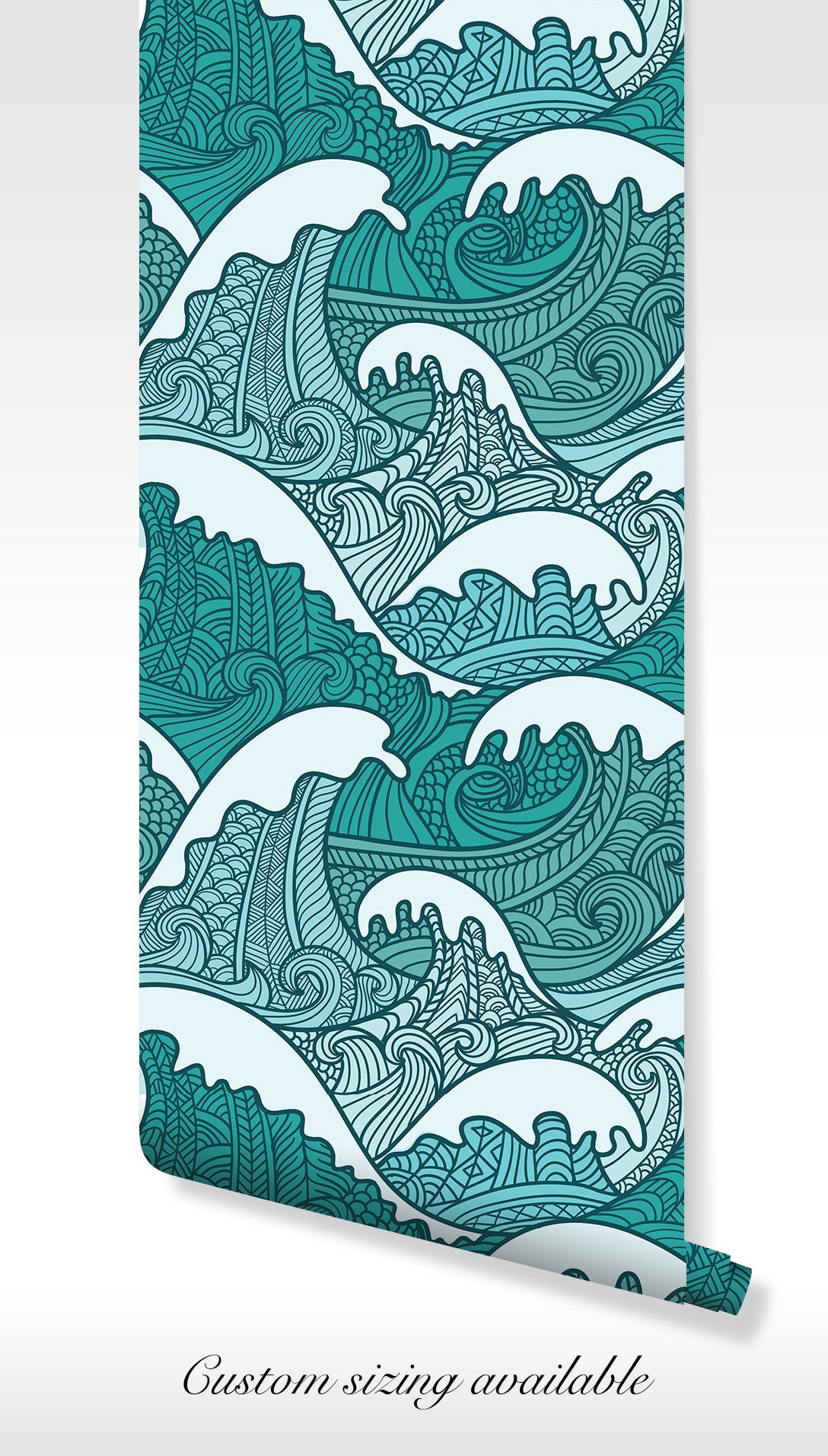 Blue Beach Ocean Wallpaper -  Self Adhesive Peel and Stick - Coastal Design Themed BV243