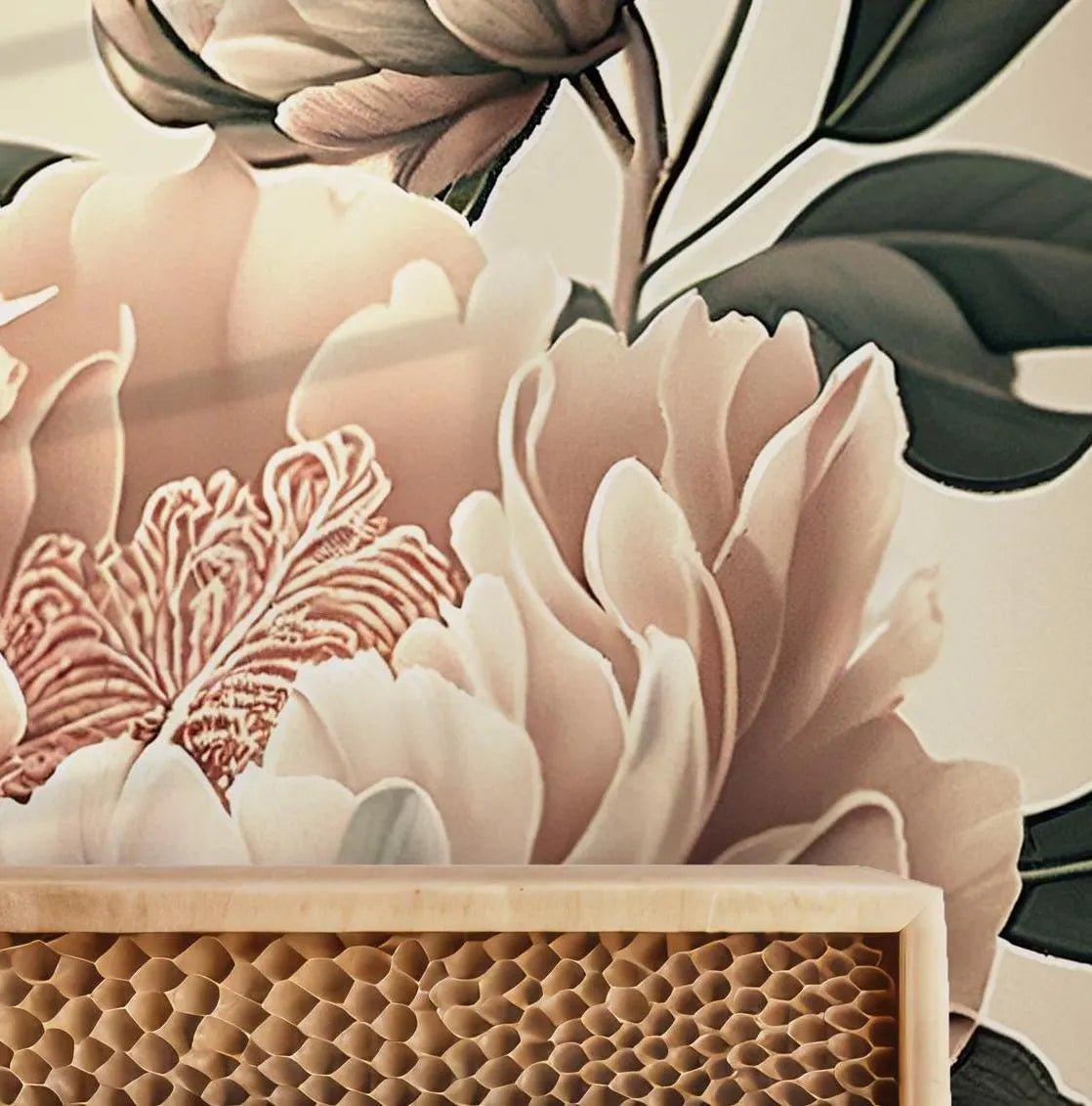 Blush Pink Peony Wallpaper - Self Adhesive Removable Mural - Watercolor Boho Floral Large Flower BV161