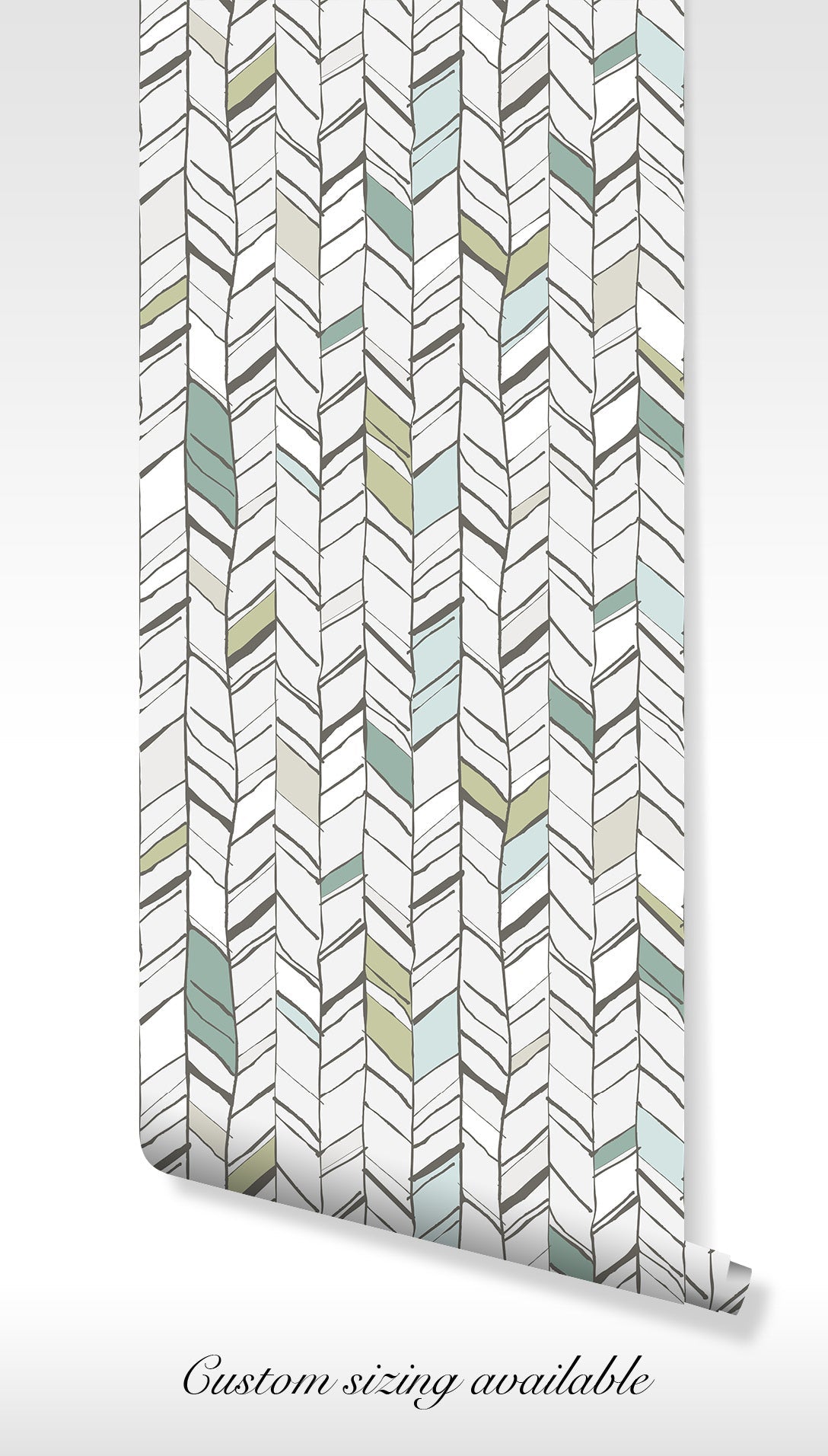 Chevron Pastel Wallpaper - Peel and Stick - Earthy Colors Herringbone Modern Abstract BV252