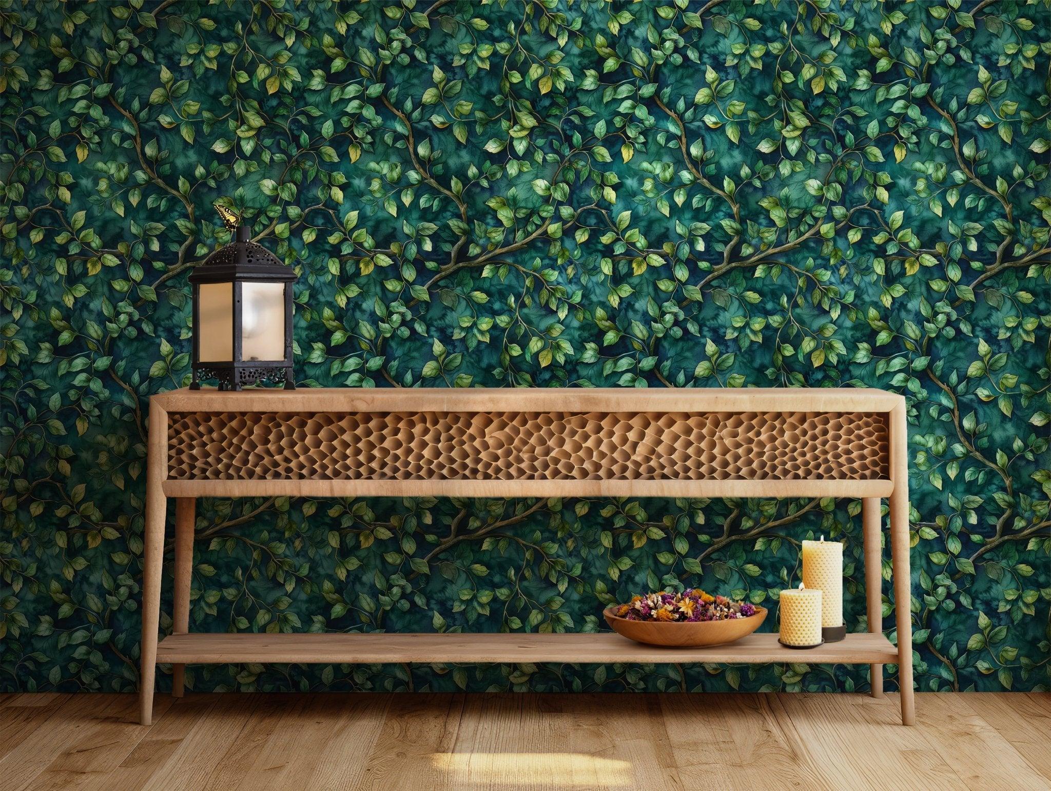 Emerald Forest Wallpaper - Self Adhesive Wall Mural - Green Leaf Tropical Rainforest BV116