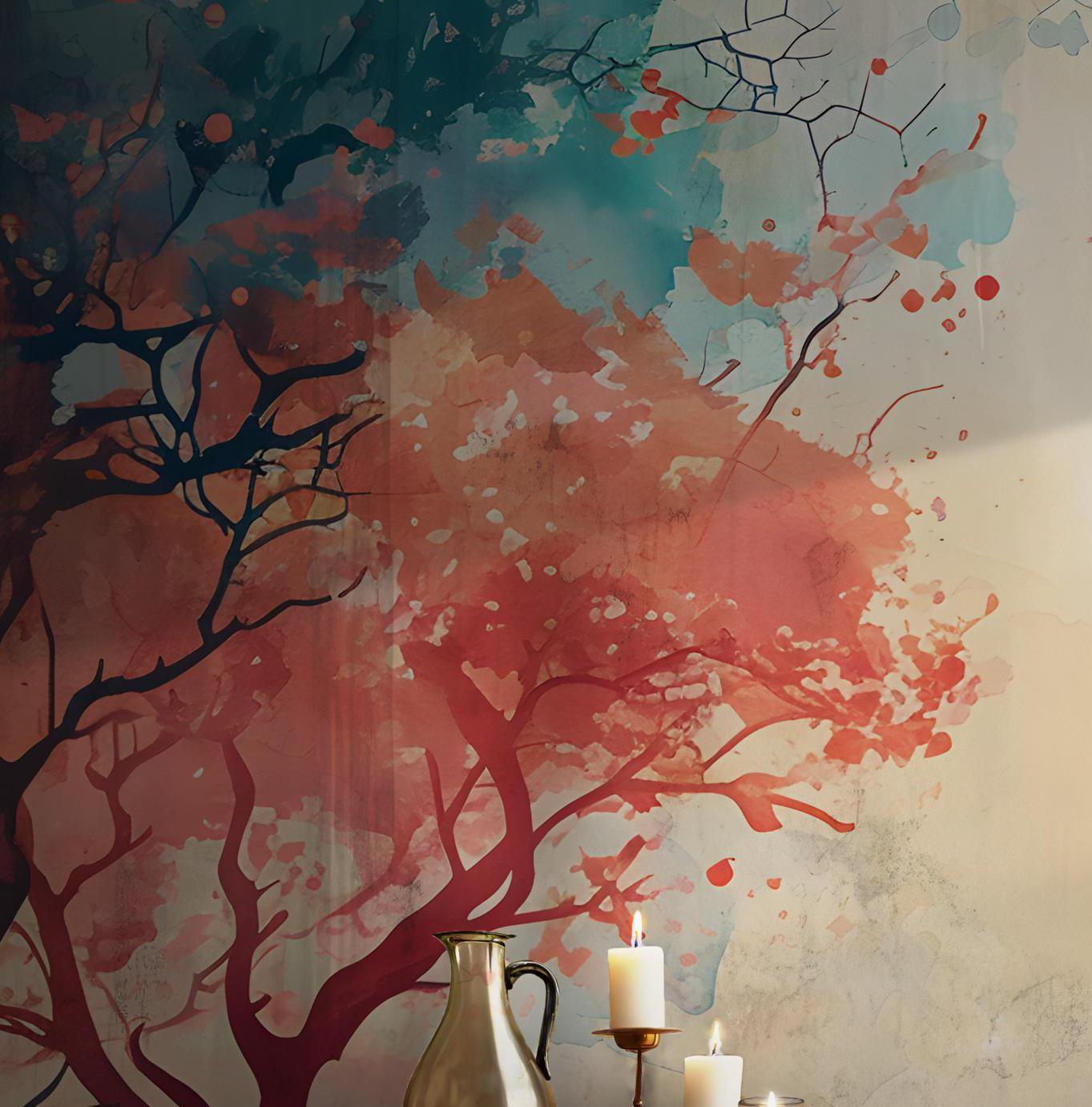 Flower Petals Wallpaper - Self Adhesive Peel & Stick Wall Mural - Blossom Sakura Pink Botanical BV123