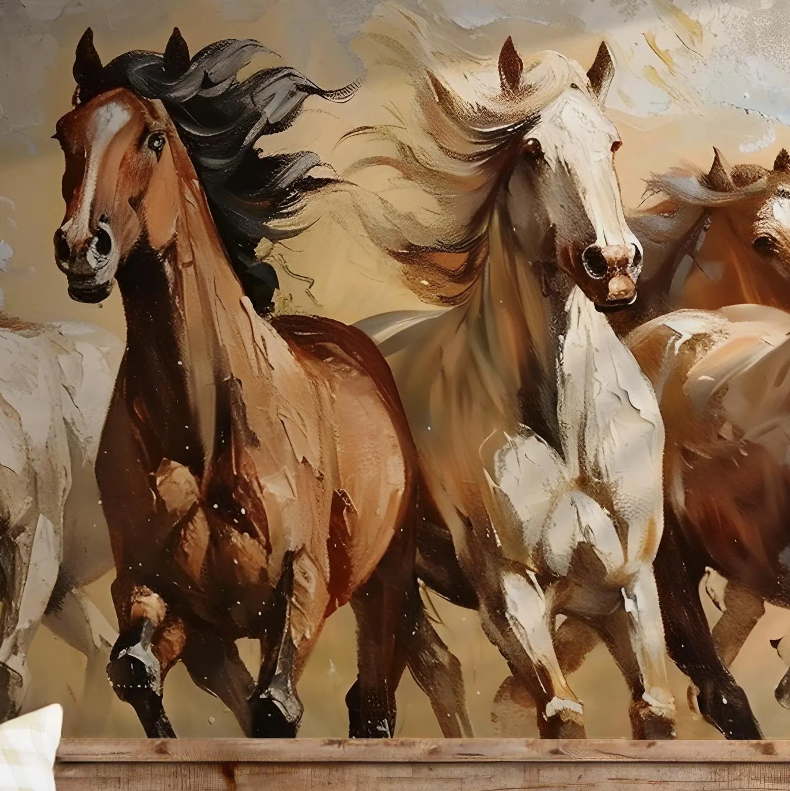 Wild Horse Wallpaper - Self Adhesive Peel and Stick Wall Mural - Animal Equine Horses Running Barn BV179