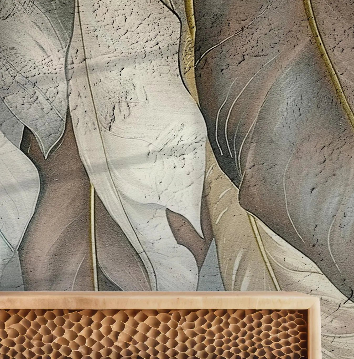 Tropical Earth Tones Wallpaper - Peel and Stick Wall Mural - Gold Brown Caribbean Palm Trees BV200
