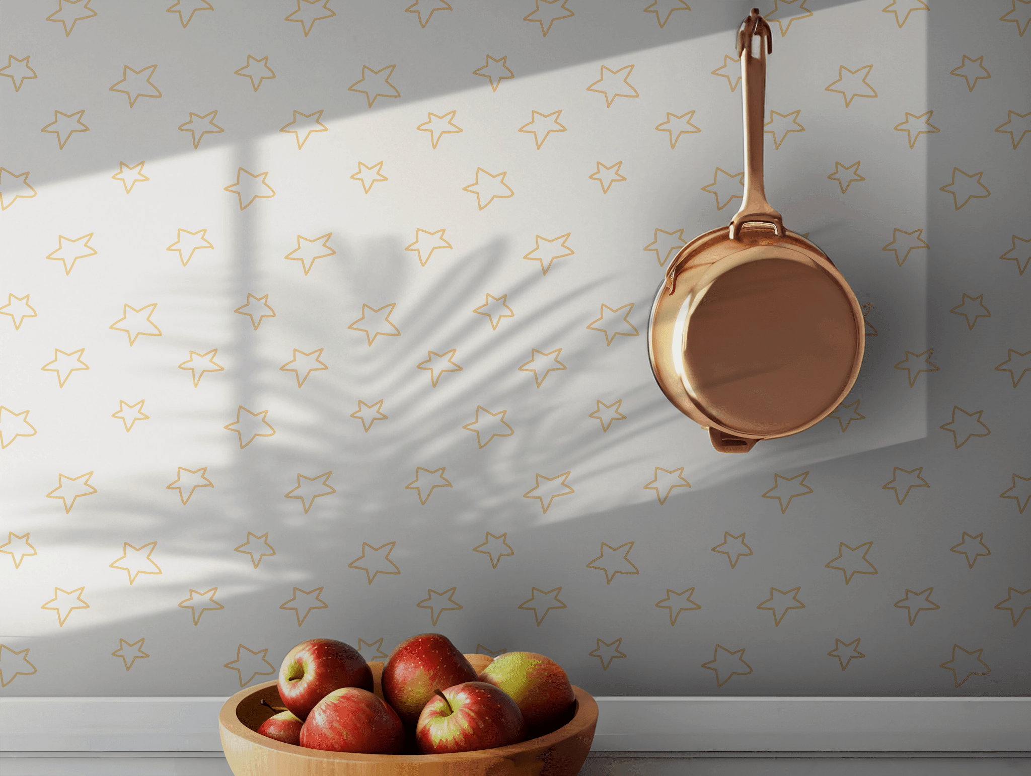 Golden Star Outline Wallpaper - Self Adhesive Peel and Stick - Playful Celestial Astronomy Nursery BV305