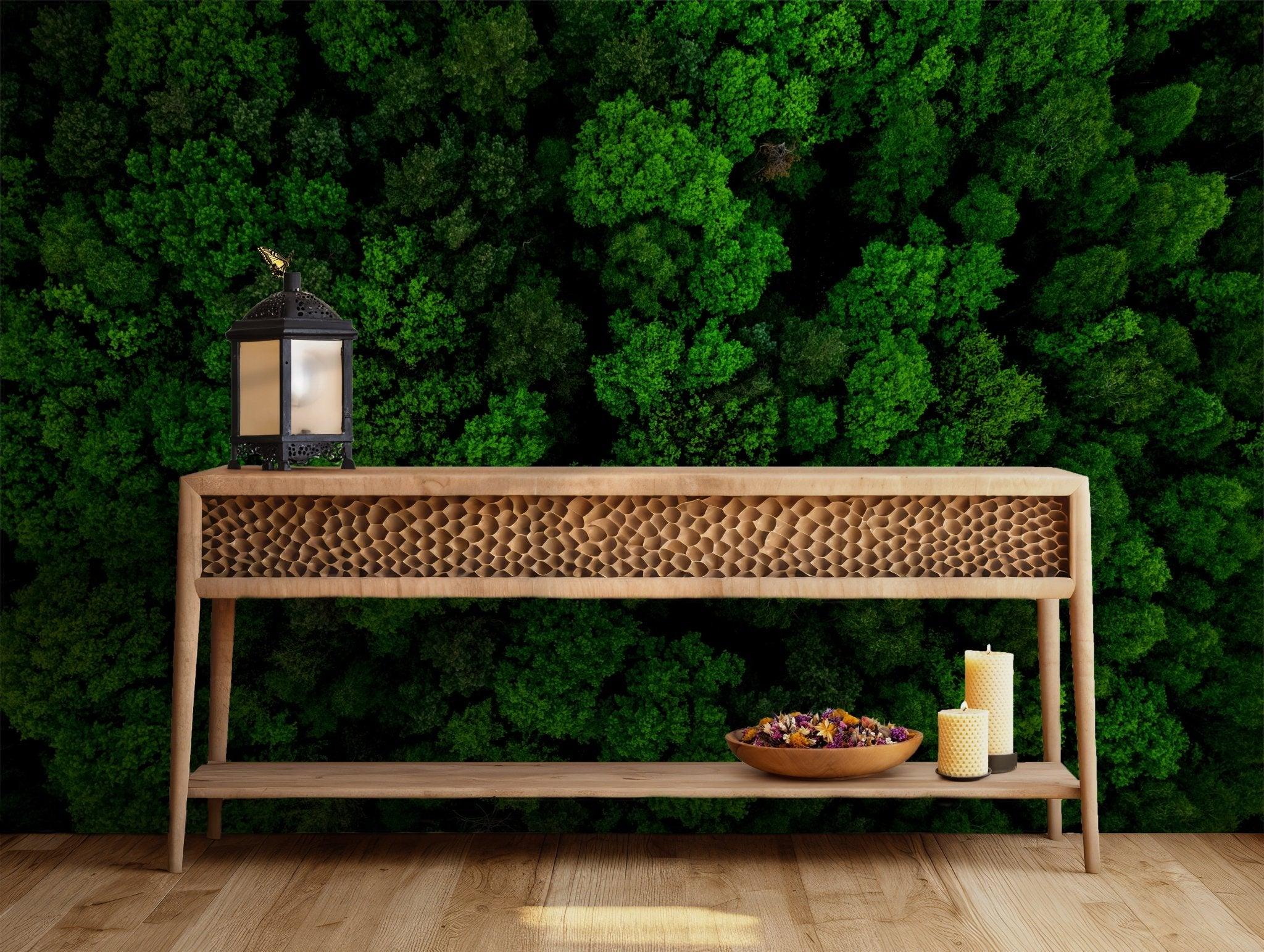 Green Forest Wallpaper - Peel and Stick Wall Mural - Lush Aerial View Canopy Greenery Nature BV272