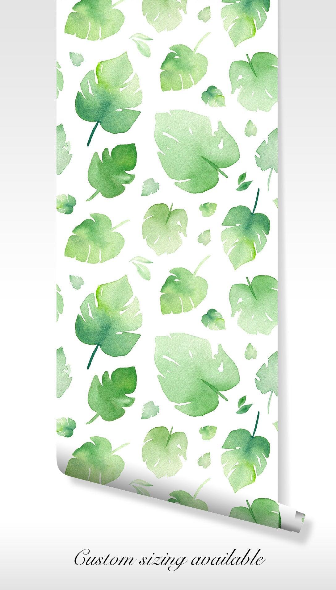 Green Leaf Eucalyptus Peel and Stick Wallpaper - Tropical Safari Floral Leaf Self Adhesive Eco Friendly Decor BV088