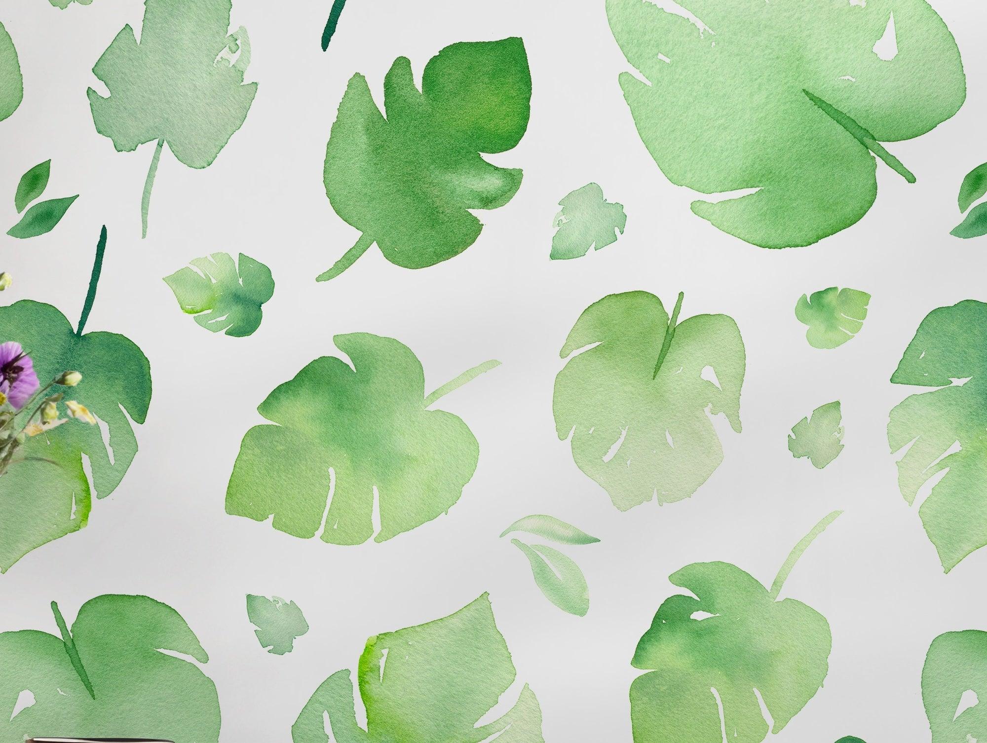 Green Leaf Eucalyptus Peel and Stick Wallpaper - Tropical Safari Floral Leaf Self Adhesive Eco Friendly Decor BV088