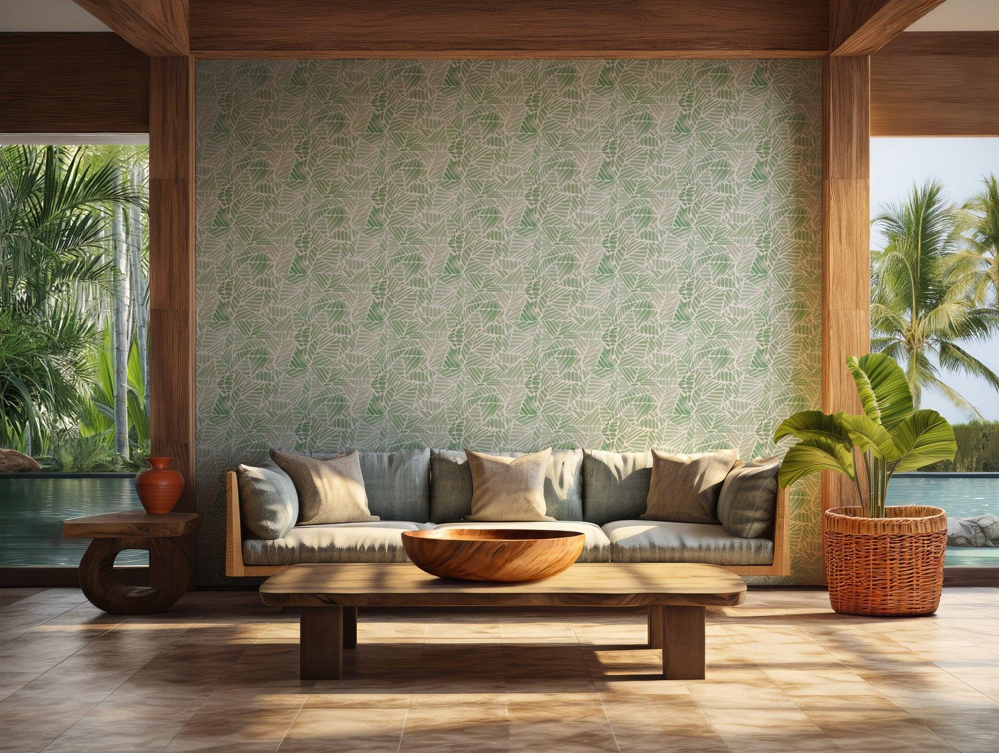 Green Leaf Self Adhesive Wallpaper - Monstera Lush Nature Modern Design - Peel and Stick Pacific Herb Tropical BV092