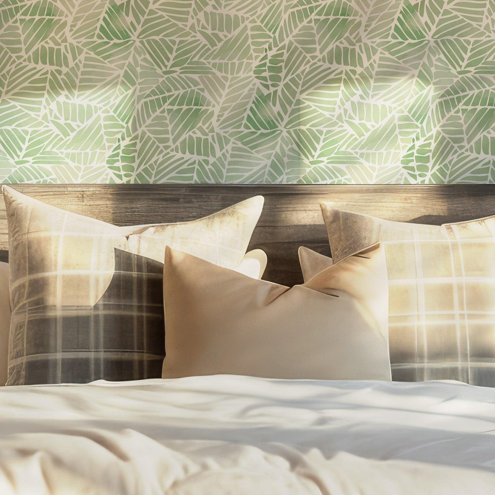 Green Leaf Self Adhesive Wallpaper - Monstera Lush Nature Modern Design - Peel and Stick Pacific Herb Tropical BV092