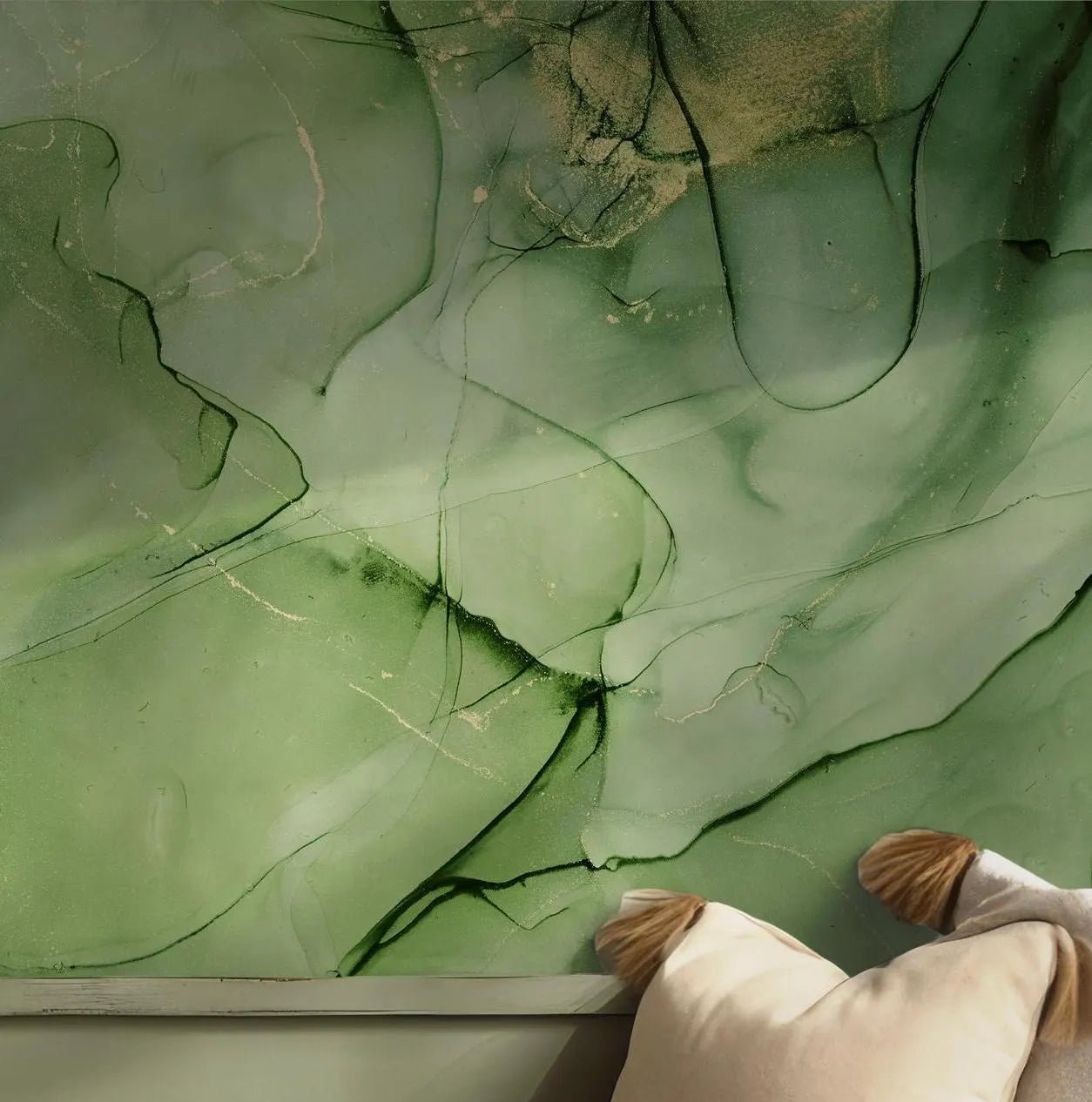 Green Marble Gold Wallpaper - Self Adhesive Peel and Stick Wall Mural - Accents Elegant Luxurious BV264
