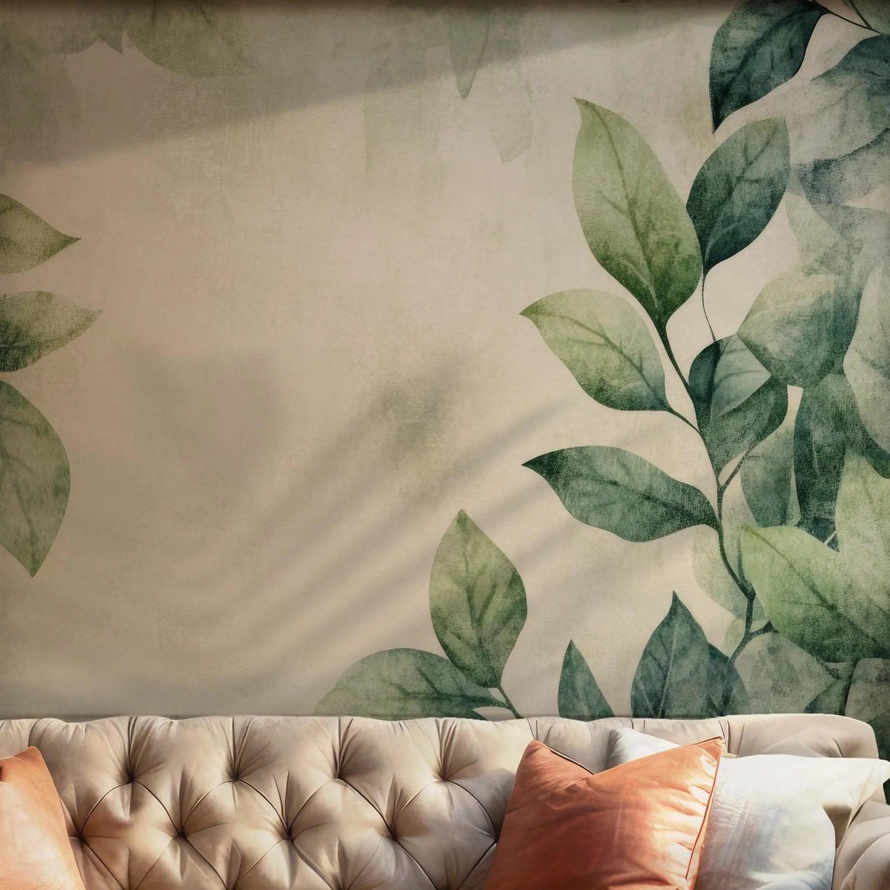 Jungle Tropical Wallpaper - Peel and Stick Modern Mural - Green Leaves Nature BV153