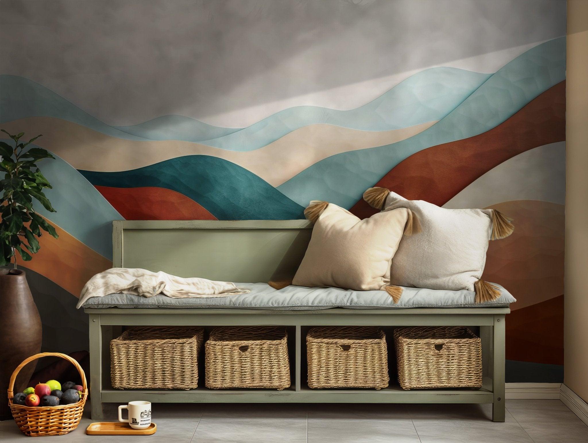 Minimalist Desert Drift Wallpaper - Wall Mural Peel and Stick - Abstract Sand Waves Landscape BV184