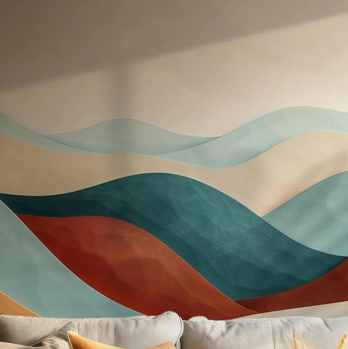 Minimalist Desert Drift Wallpaper - Wall Mural Peel and Stick - Abstract Sand Waves Landscape BV184