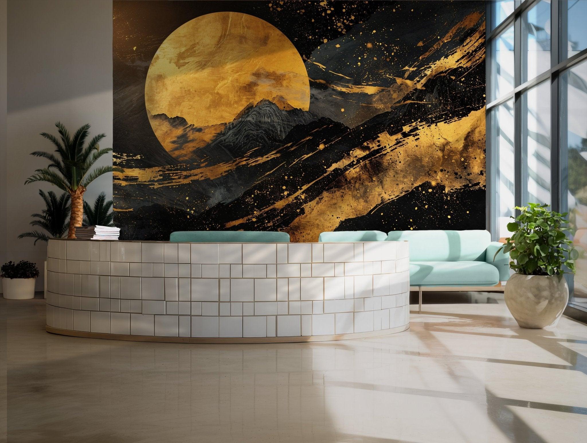 Moon Sky Wallpaper - Self Adhesive Peel and Stick Wall Mural - Nature Dark Night Abstract Mountain Art BV193